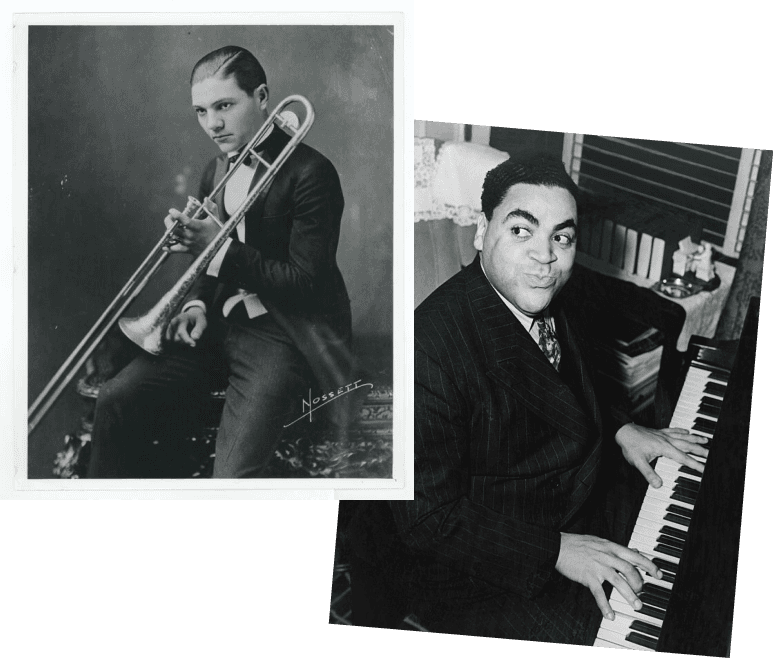 Jack Teagarden (left), Fats Waller (right)